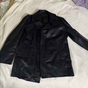 Men’s Paul Smith Black Leather Pea Coat